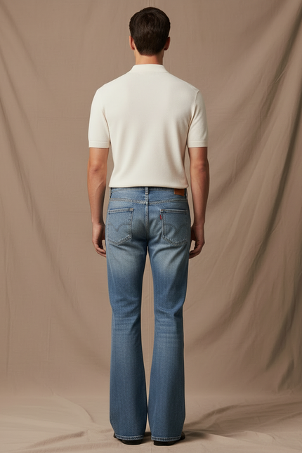 Pantalon Patte D'Éléphant Homme Denim Bleu Clair Coupe Évasée - Jean - vue 2