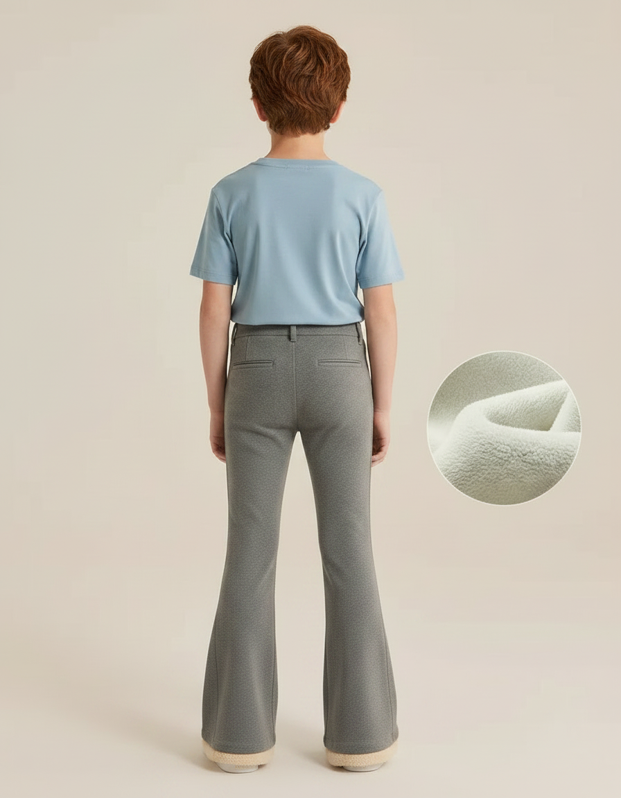 Pantalon Patte D'Éléphant Gris Doublé Polaire Confortable Enfant - Molleton - vue 2