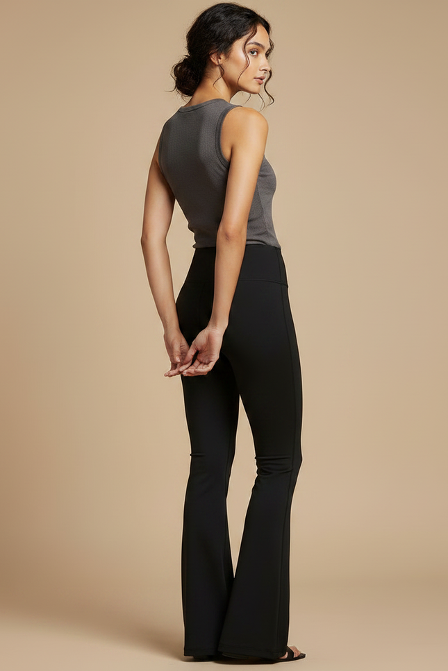 Pantalon Patte D'Éléphant Noir Taille Haute Yoga Confortable - Polyester - vue 2