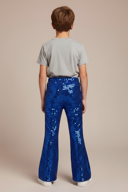 Pantalon Patte D'Éléphant Bleu Pailleté Brillant Évasé Enfant - Polyester - vue 2