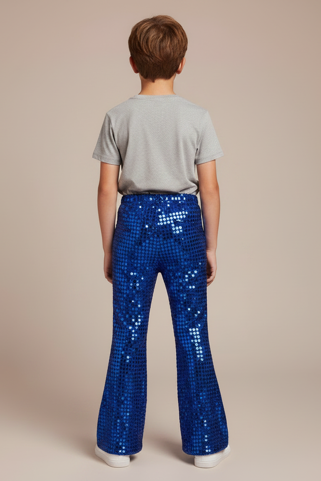 Pantalon Patte D'Éléphant Bleu Pailleté Brillant Évasé Enfant - Polyester - vue 2