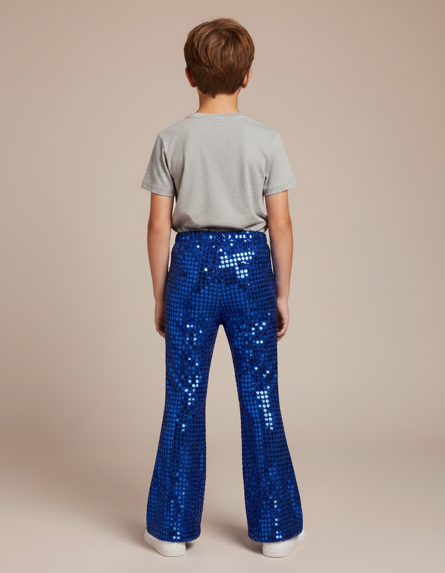 Pantalon Patte D'Éléphant Bleu Pailleté Brillant Évasé Enfant - Polyester - vue 2