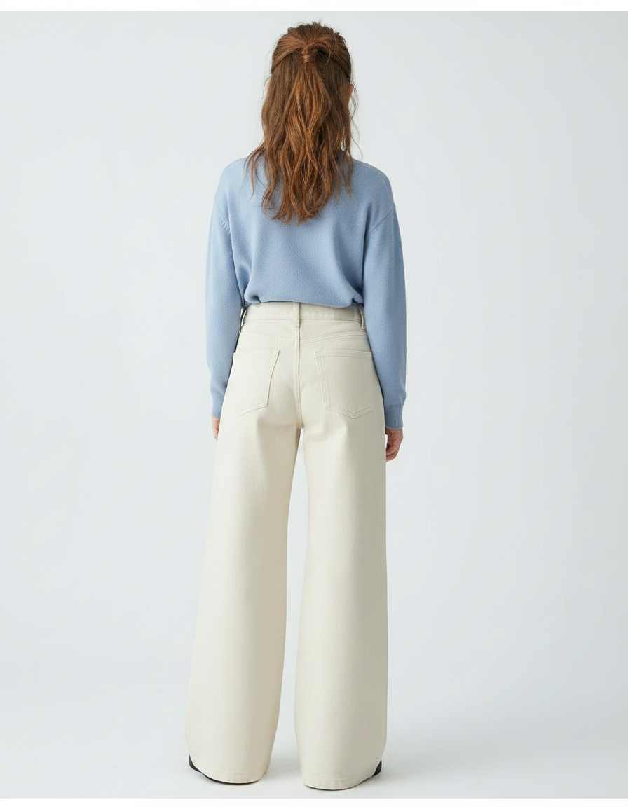 Pantalon Patte D'Éléphant Beige Ample Décontracté Enfant - Toile - vue 2
