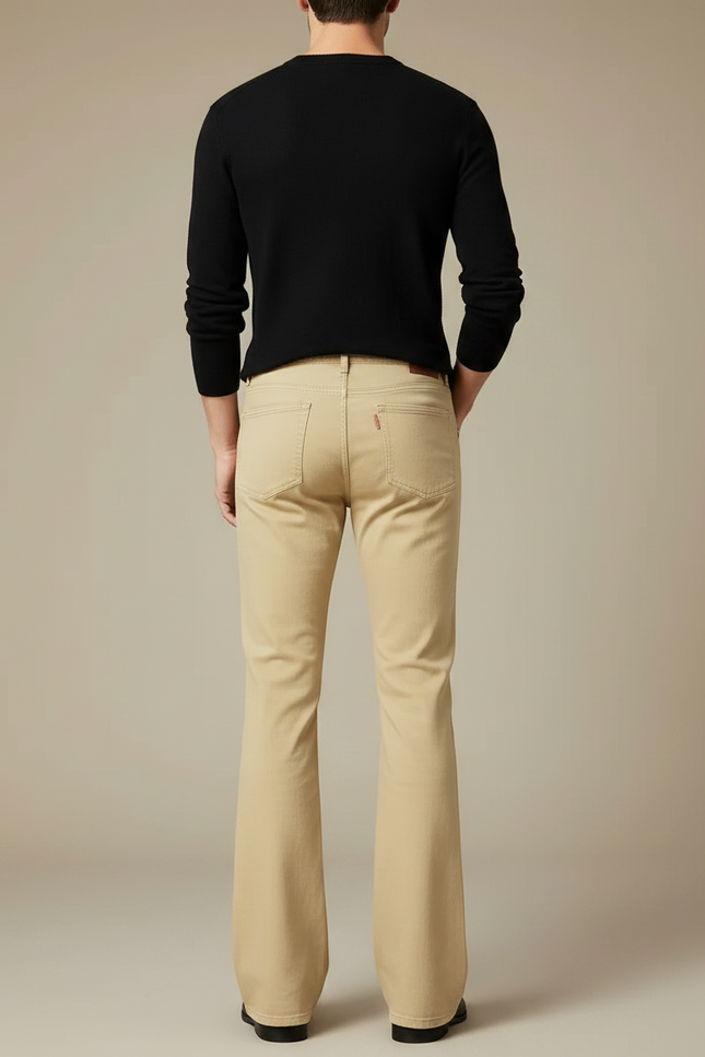 Pantalon Patte D'Éléphant Beige Uni Évasé Décontracté Homme - Jean - vue 2