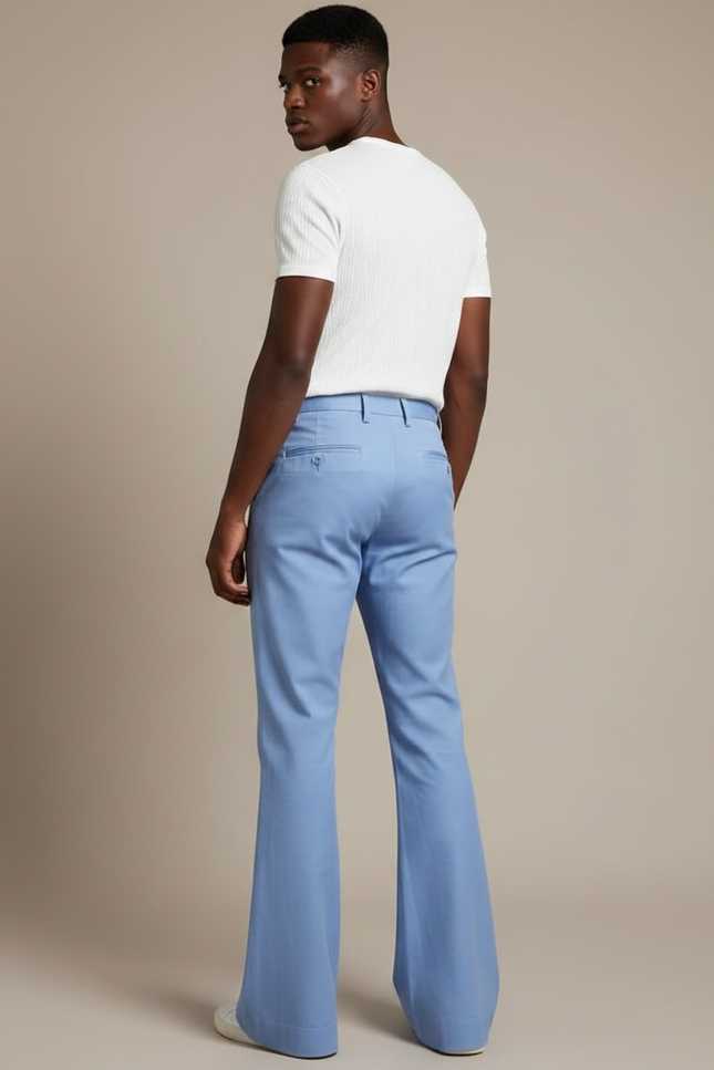 Pantalon Patte D'Éléphant Bleu Ciel Homme Évasé Décontracté - Gabardine - vue 2