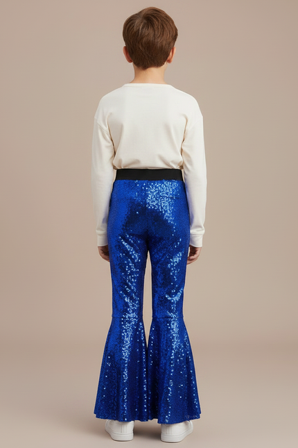 Pantalon Patte D'Éléphant Bleu Pailleté Élastique Danse Enfant - Polyester - vue 2