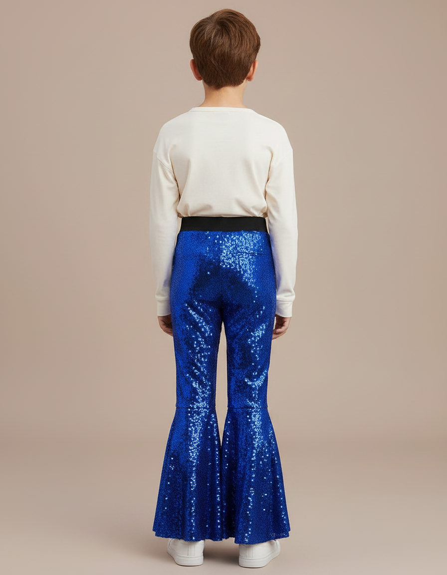 Pantalon Patte D'Éléphant Bleu Pailleté Élastique Danse Enfant - Polyester - vue 2