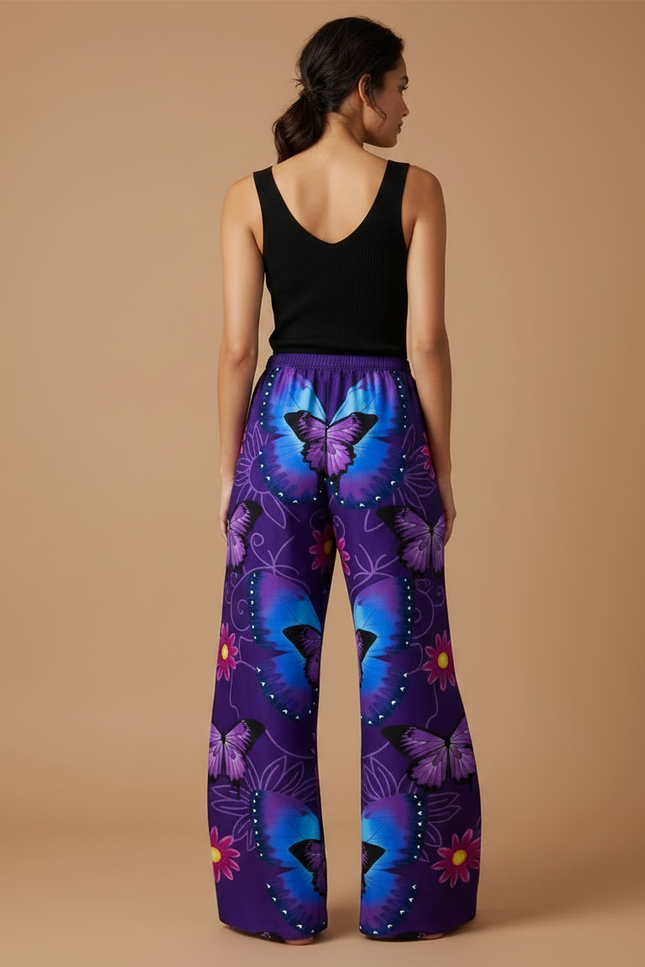 Pantalon Patte D'éléphant Fluide - Violet Viscose - vue 2