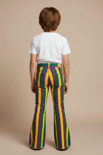 Pantalon Patte D'Éléphant Rayé Multicolore Garçon Évasé Décontracté - Jean - vue 2