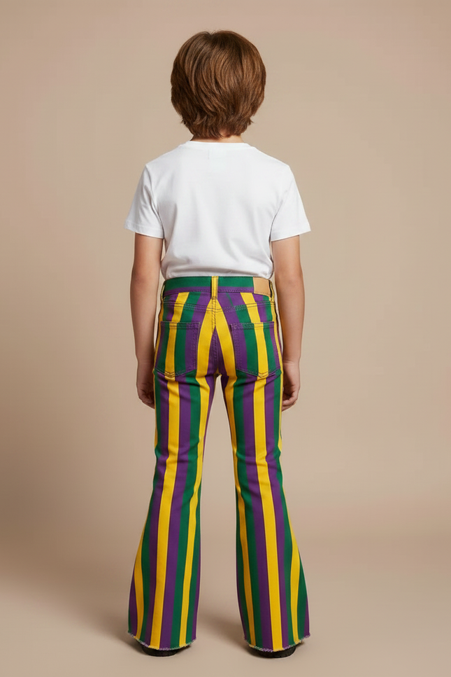 Pantalon Patte D'Éléphant Rayé Multicolore Garçon Évasé Décontracté - Jean - vue 2