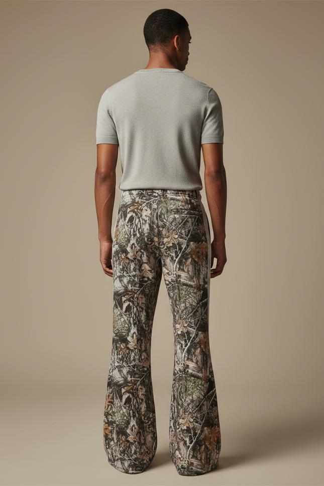 Pantalon Patte D'Éléphant Camouflage Rayures Sportif Évasé Cordon - Imprimé Molleton - vue 2