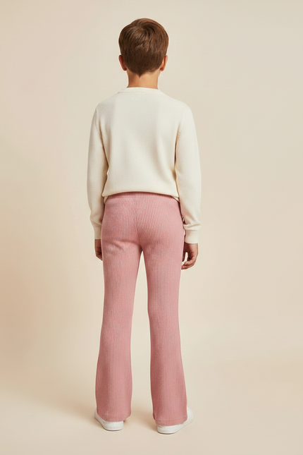 Pantalon Patte D'Éléphant Rose Côtelé Confortable Enfant - Maille - vue 2