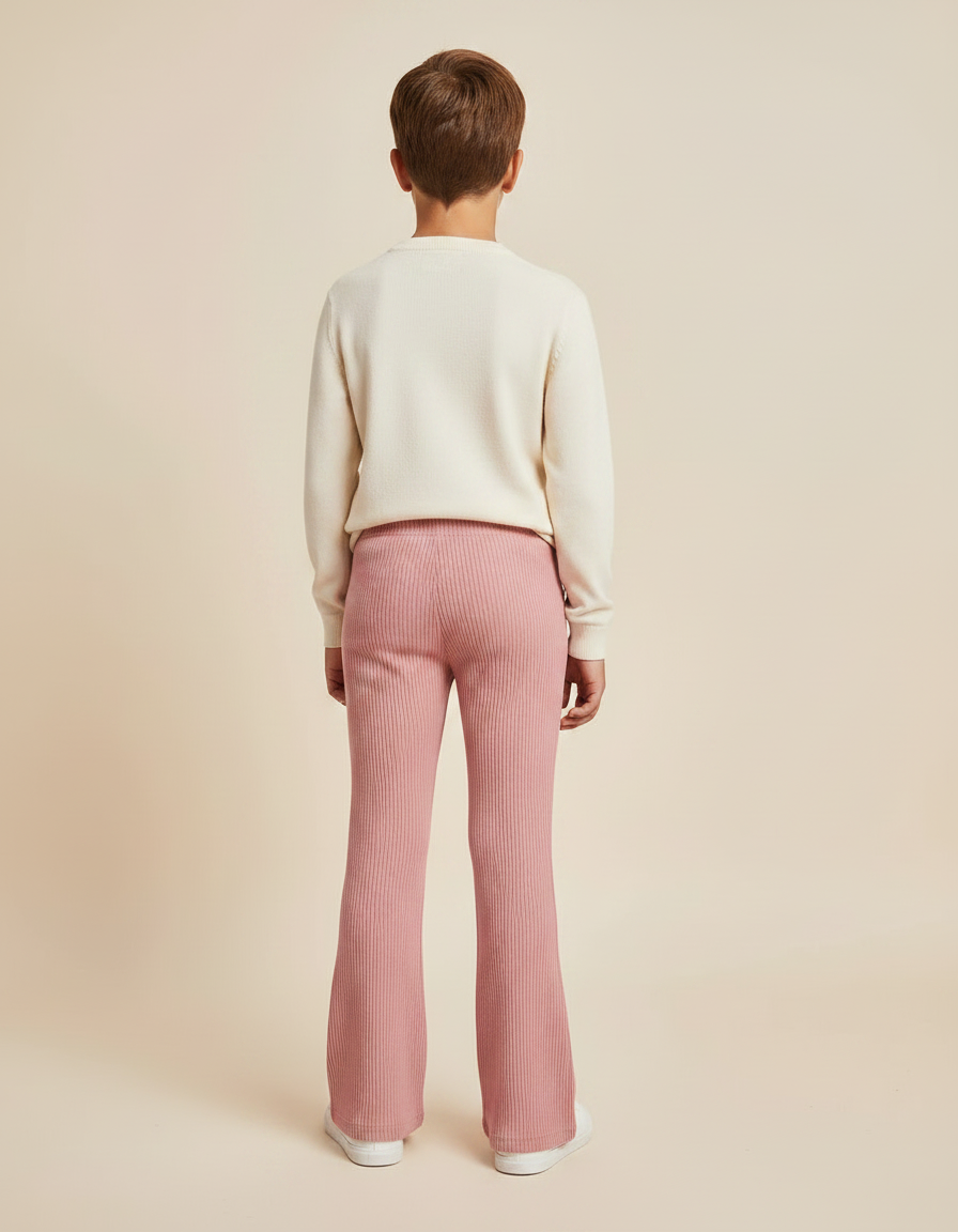 Pantalon Patte D'Éléphant Rose Côtelé Confortable Enfant - Maille - vue 2