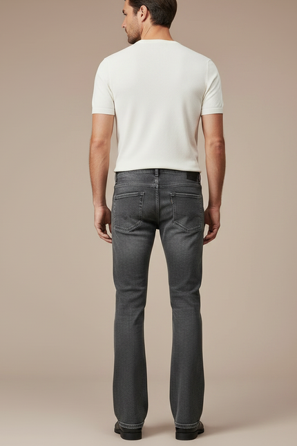 Pantalon Patte D'Éléphant Gris Délavé Denim Homme Classique - Jean - vue 2