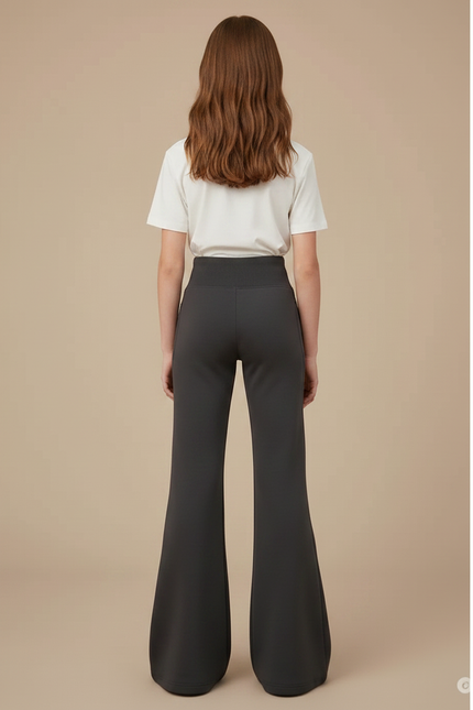 Pantalon Patte D'Éléphant Gris Taille Haute Ample Confortable - Molleton - vue 2