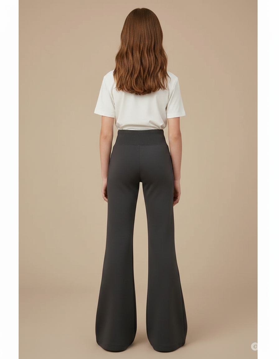 Pantalon Patte D'Éléphant Gris Taille Haute Ample Confortable - Molleton - vue 2