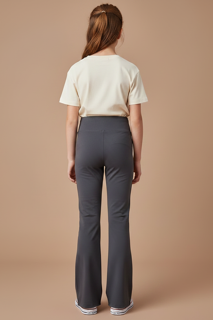 Pantalon Patte D'Éléphant Gris Anthracite Évasé Confortable Fille - Polyester - vue 2