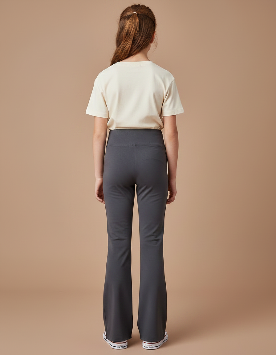 Pantalon Patte D'Éléphant Gris Anthracite Évasé Confortable Fille - Polyester - vue 2