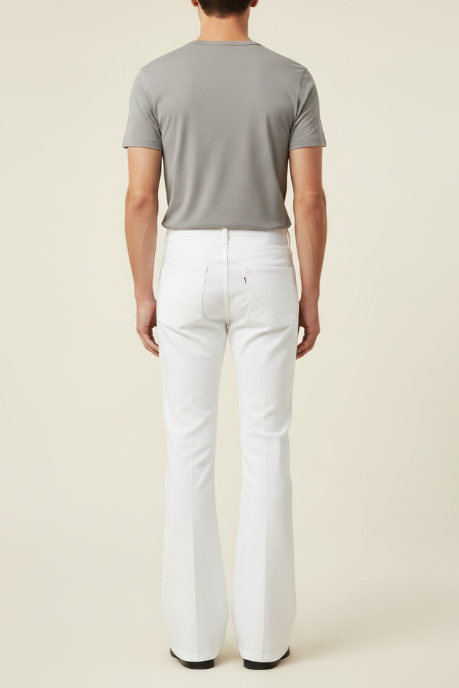 Pantalon Patte D'Éléphant Blanc Vintage Évasé Homme Décontracté - Jean - vue 2