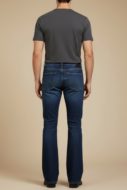 Pantalon Patte D'Éléphant Jean Bleu Stretch Évasé Homme - vue 2