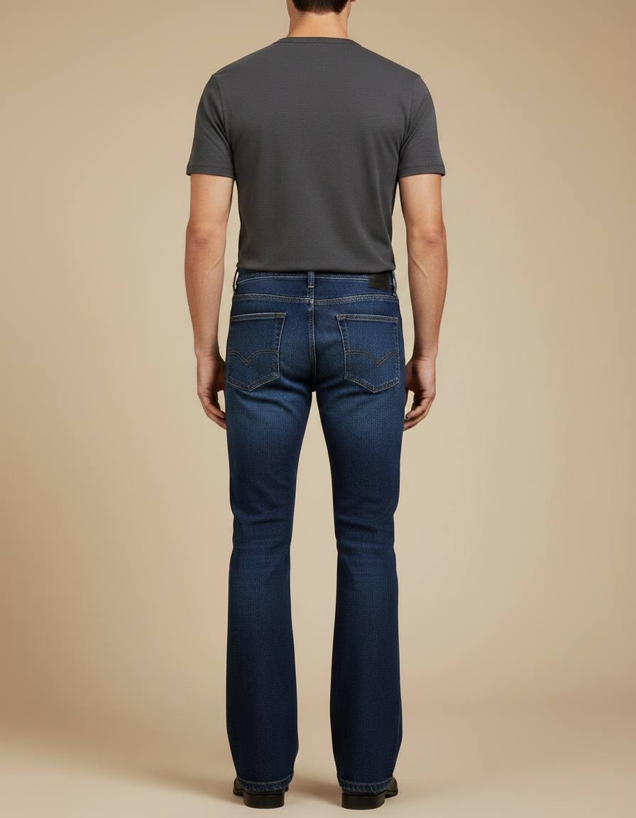 Pantalon Patte D'Éléphant Jean Bleu Stretch Évasé Homme - vue 2