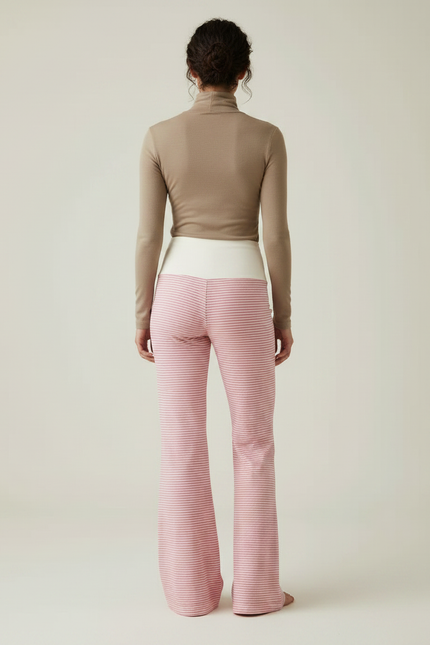 Pantalon Patte D'Éléphant Rose Rayé Évasé Confortable - Maille - vue 2