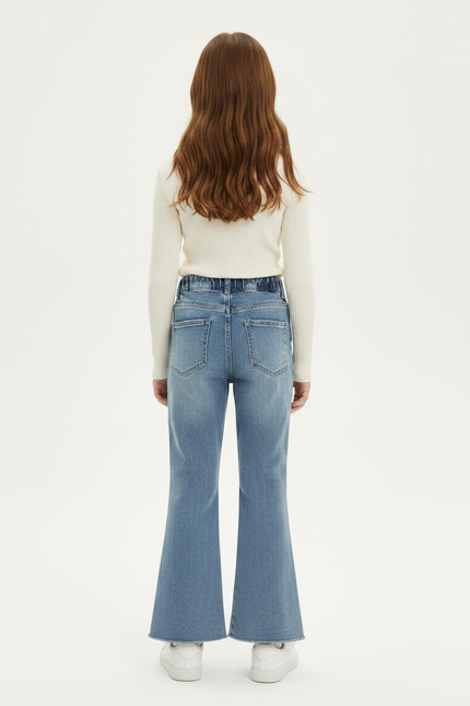 Pantalon Patte D'Éléphant Jean Bleu Lacets Enfant Fendu - vue 2