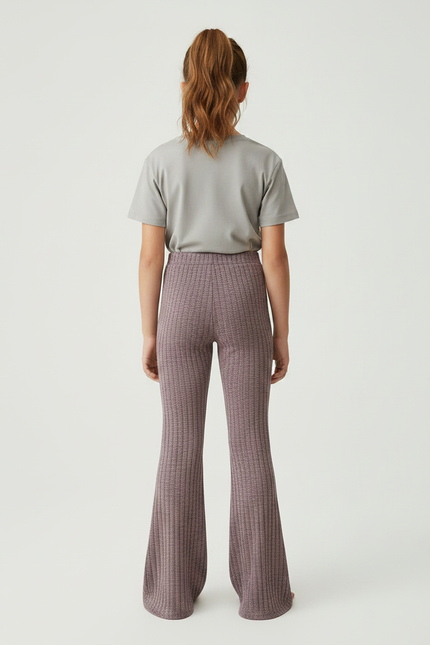 Pantalon Patte D'Éléphant Côtelé Mauve Évasé Décontracté Enfant - Violet Maille - vue 2