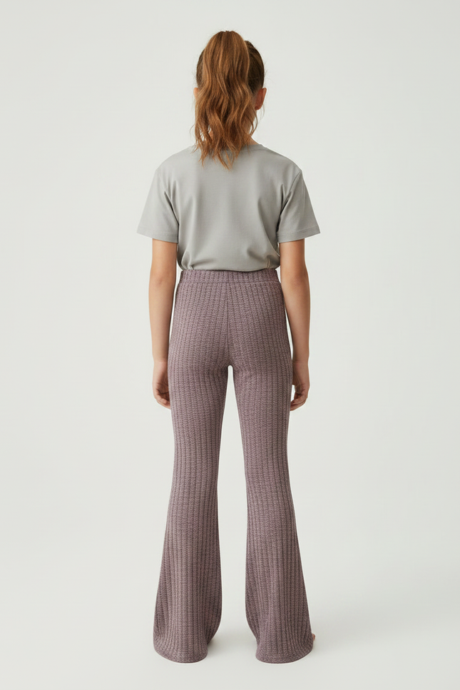 Pantalon Patte D'Éléphant Côtelé Mauve Évasé Décontracté Enfant - Violet Maille - vue 2