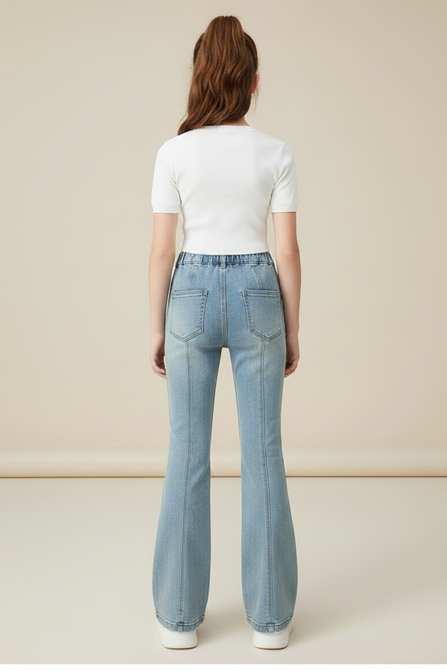 Pantalon Patte D'Éléphant Jean Bleu Clair Évasé Enfant - vue 2