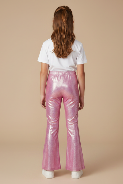 Pantalon Patte D'Éléphant Rose Brillant Métallique Enfant - Polyester - vue 2