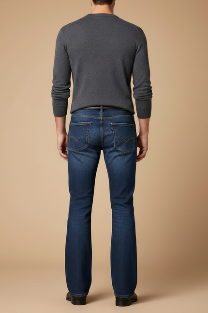 Pantalon Patte D'Éléphant Homme, Jean Bleu Évasé Classique Décontracté - vue 2