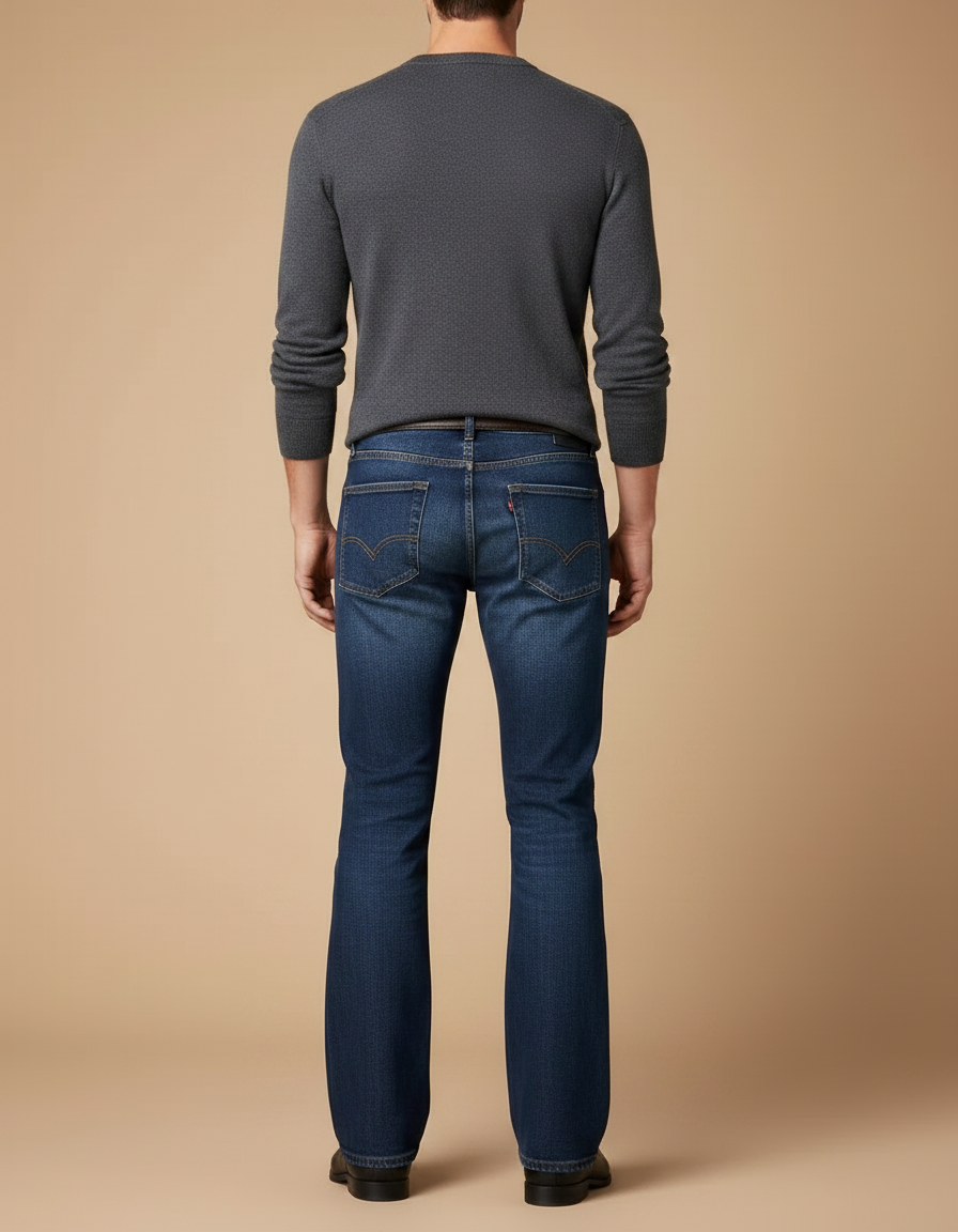 Pantalon Patte D'Éléphant Homme, Jean Bleu Évasé Classique Décontracté - vue 2