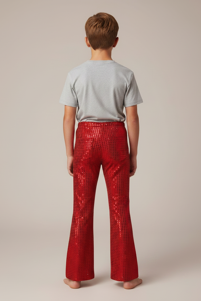 Pantalon Patte D'Éléphant Rouge Paillettes Évasé Enfant - Polyester - vue 2