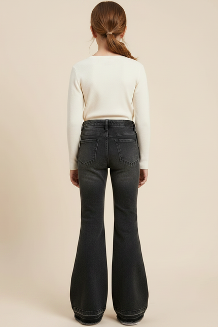 Pantalon Patte D'Éléphant Noir Denim Taille Haute Décontracté - Jean - vue 2