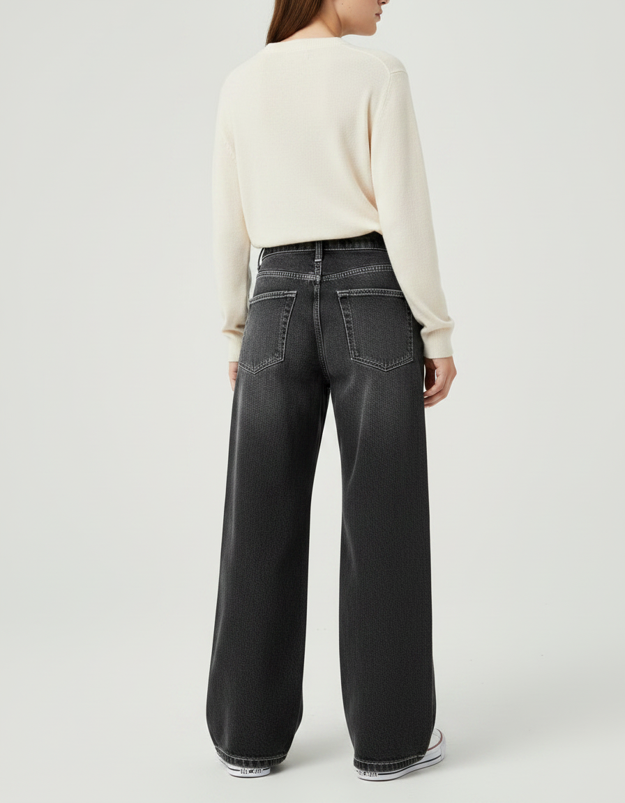 Pantalon Patte D'Éléphant Noir Délavé Ample Enfants - Jean - vue 2