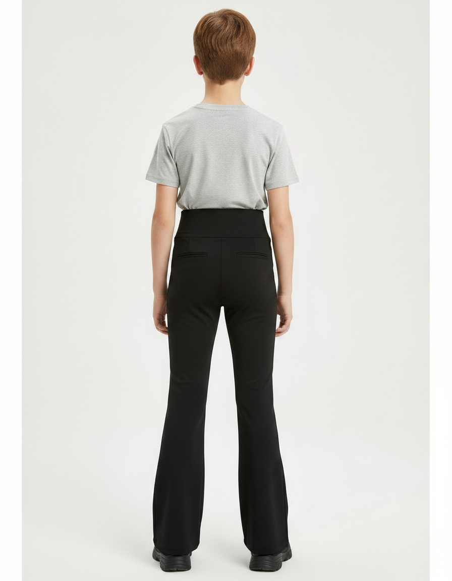 Pantalon Patte D'Éléphant Noir Élasthanne Taille Haute Confortable - Polyester - vue 2