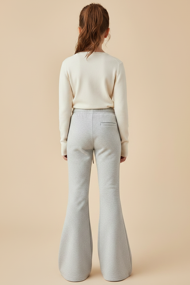Pantalon Patte D'Éléphant Gris Sport Décontracté Taille Haute - Molleton - vue 2