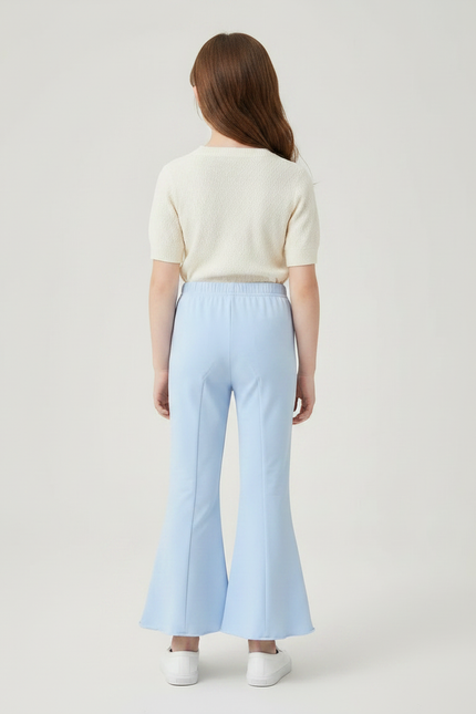 Pantalon Patte D'Éléphant Bleu Clair Brodé Cinnamoroll Évasé Fille - Polyester - vue 2