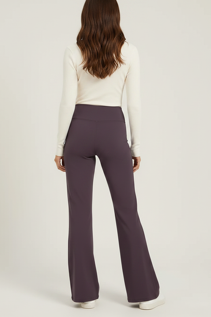 Pantalon Patte D'Éléphant Violet Évasé Taille Haute Confortable - Polyester - vue 2