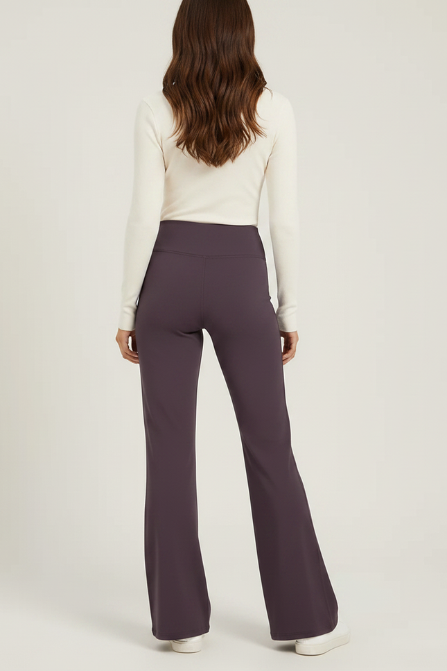 Pantalon Patte D'Éléphant Violet Évasé Taille Haute Confortable - Polyester - vue 2
