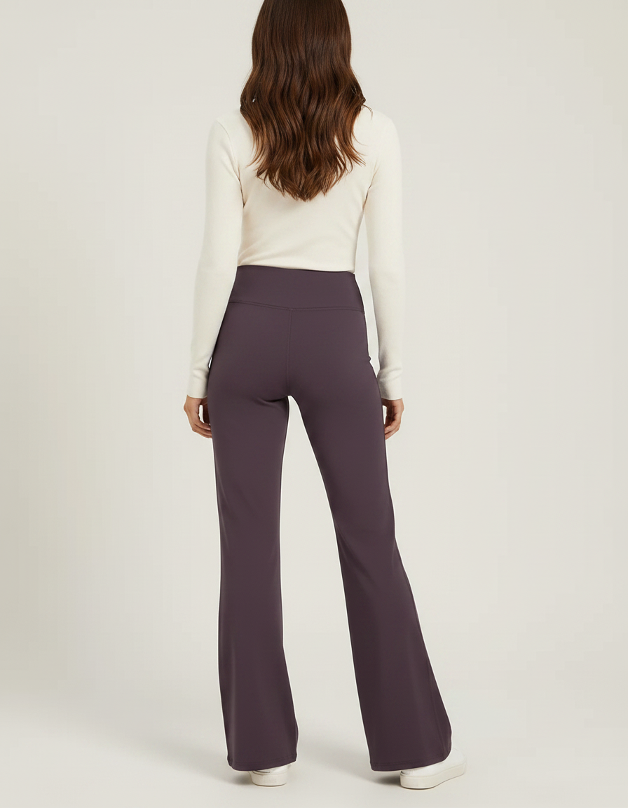 Pantalon Patte D'Éléphant Violet Évasé Taille Haute Confortable - Polyester - vue 2