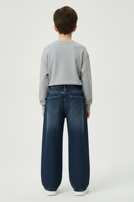 Pantalon Patte D'Éléphant Denim Bleu Ample Confortable Garçon - Jean - vue 2