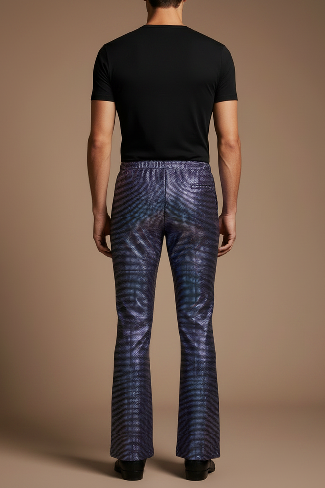 Pantalon Patte D'Éléphant Brillant Disco Élastique Homme - Multicolore Polyester - vue 2