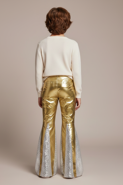 Pantalon Patte D'Éléphant Doré Paillettes Argentées Enfant - Polyester - vue 2