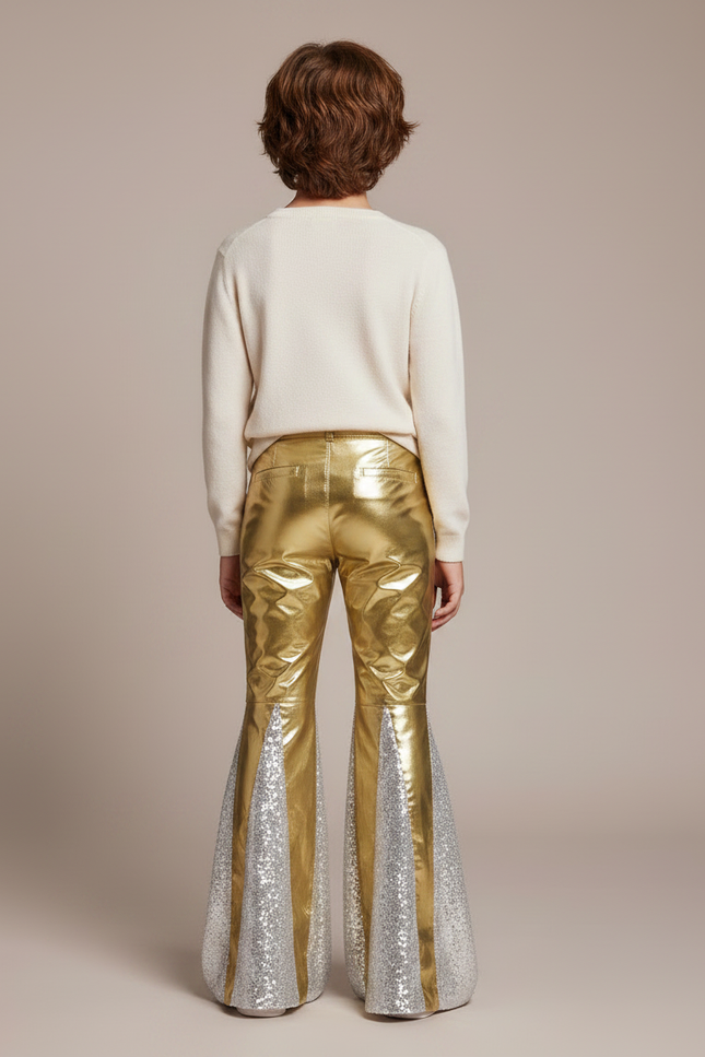 Pantalon Patte D'Éléphant Doré Paillettes Argentées Enfant - Polyester - vue 2