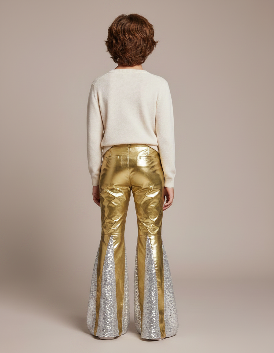 Pantalon Patte D'Éléphant Doré Paillettes Argentées Enfant - Polyester - vue 2