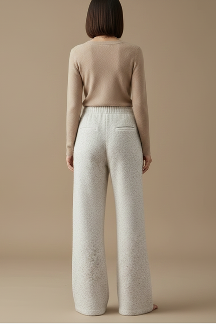Pantalon Patte D'Éléphant Gris Clair Molletonné Ample Décontracté - vue 2