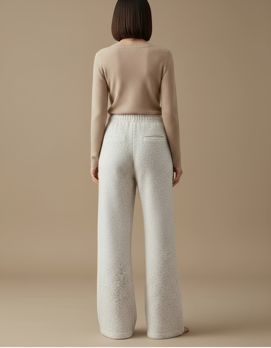 Pantalon Patte D'Éléphant Gris Clair Molletonné Ample Décontracté - vue 2