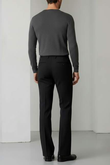 Pantalon Patte D'Éléphant Noir Homme Ajusté Élégant Classique - Polyester - vue 2
